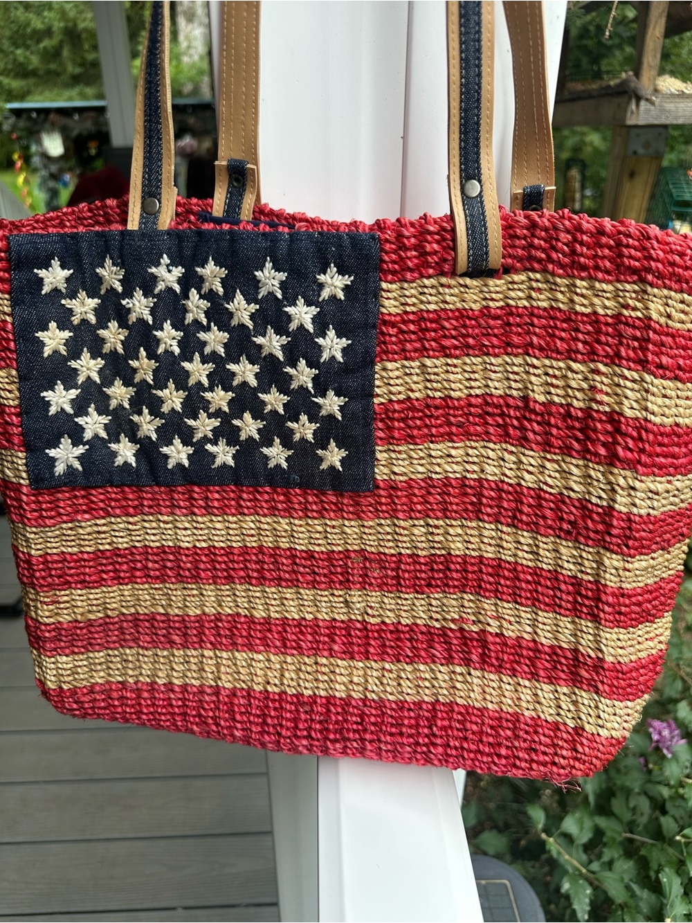 Amanda Smith American Flag Striped Tote in Red & Blue Like New